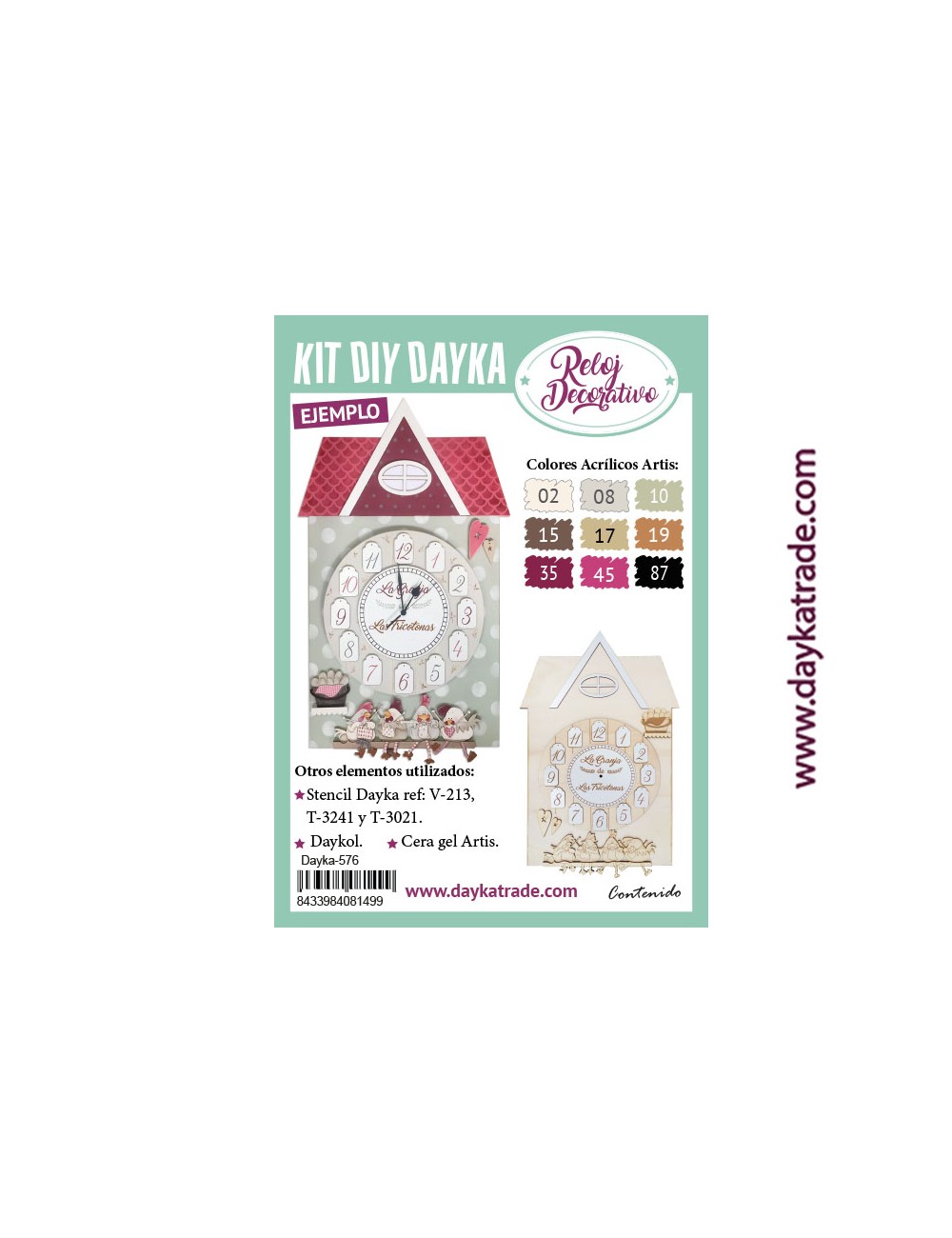 kit diy dayka reloj casa-granja gallinas tricotonas