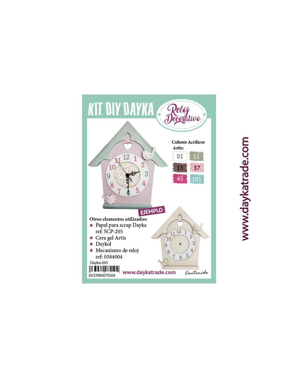 kit diy dayka reloj casita pajaros