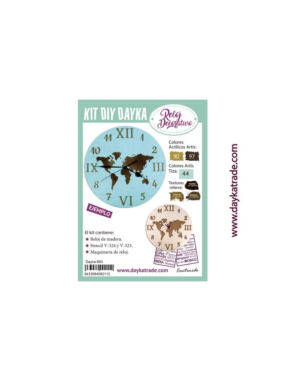 kit diy dayka reloj mapa mundi