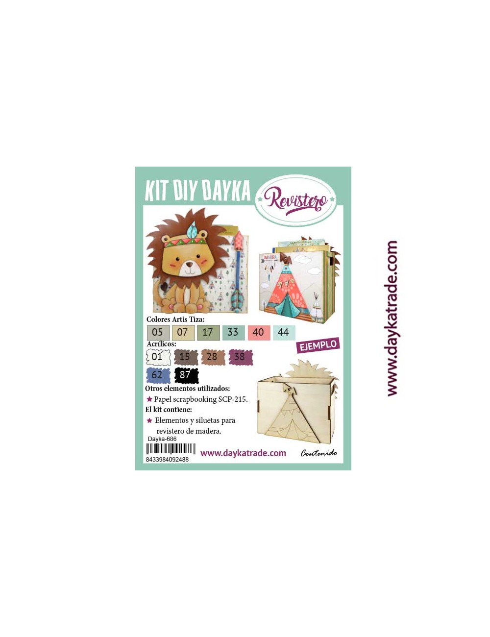 kit diy dayka revistero infantil león indio