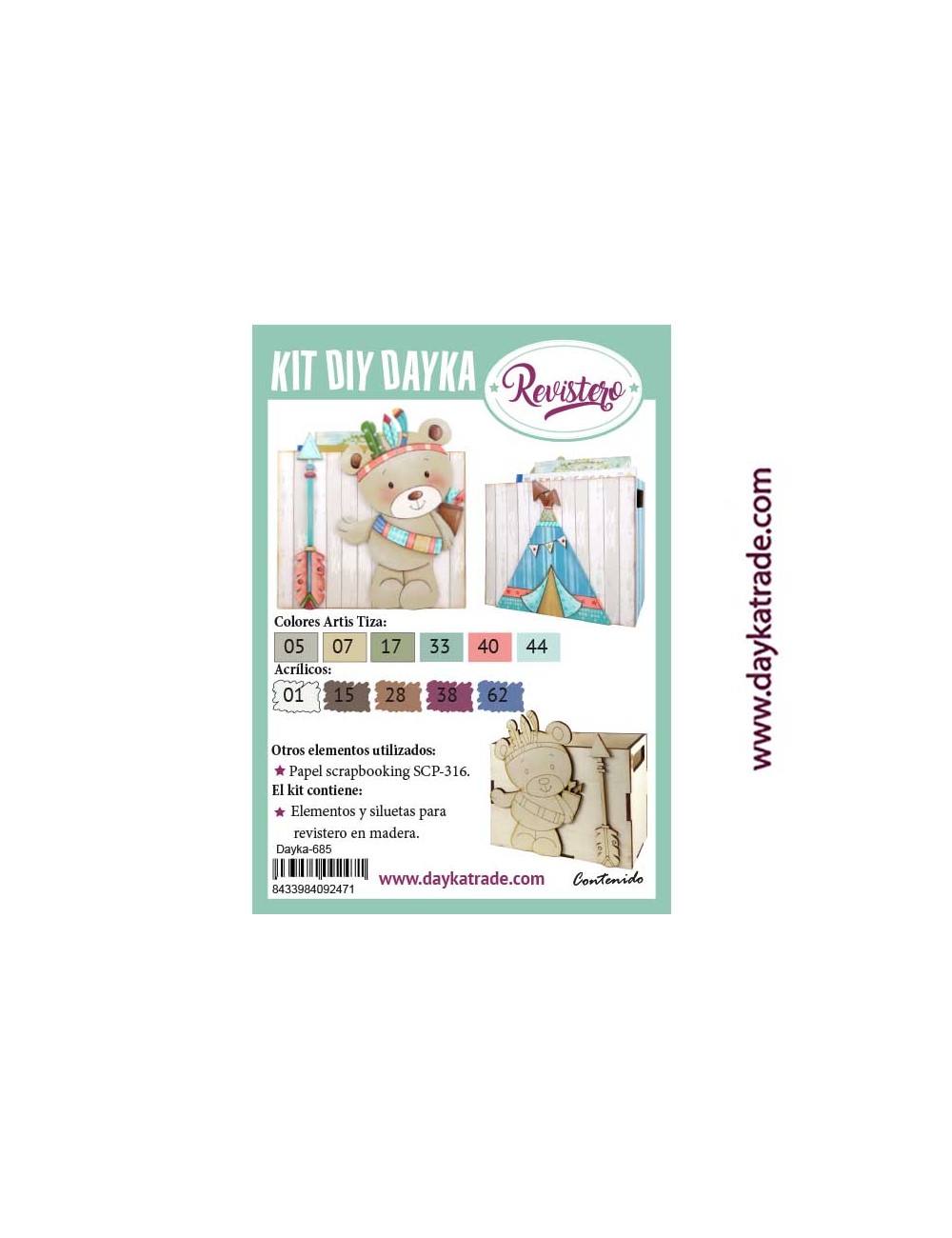kit diy dayka revistero infantil osito indio