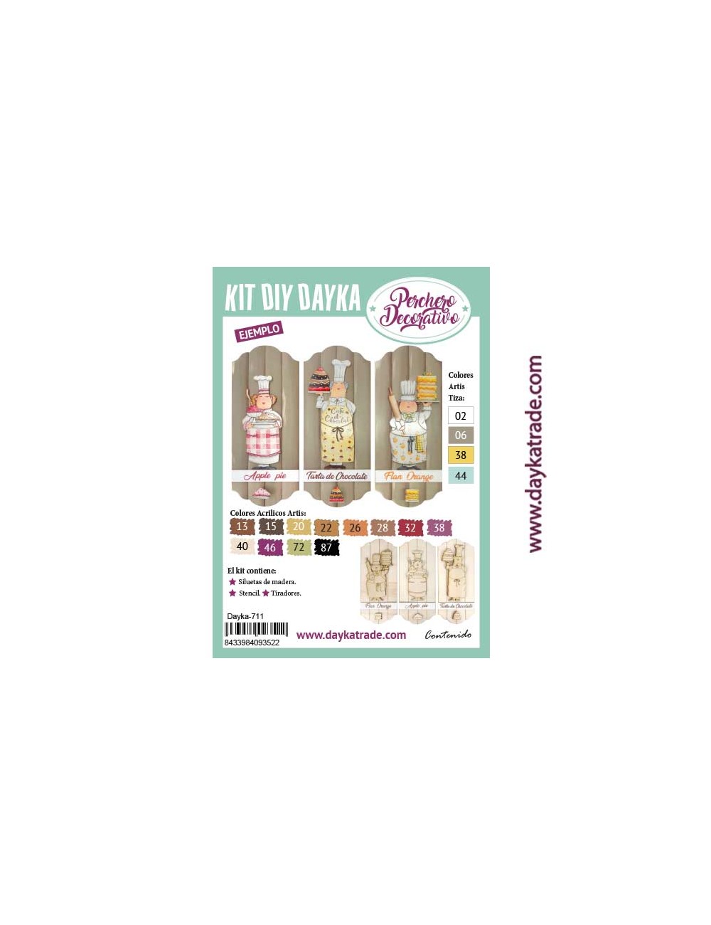 kit diy dayka tabla perchero cocineras