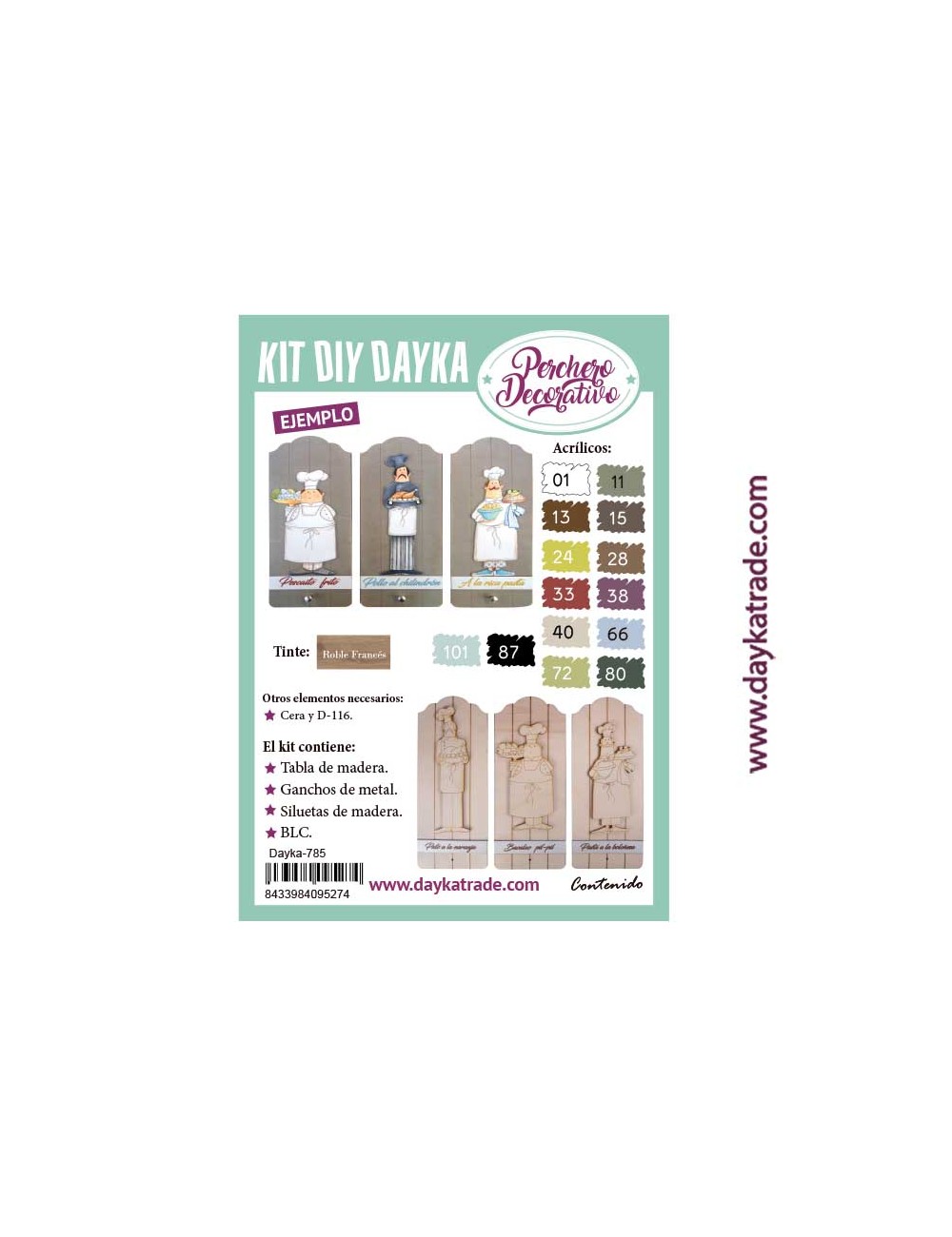 kit diy dayka tabla perchero cocineros