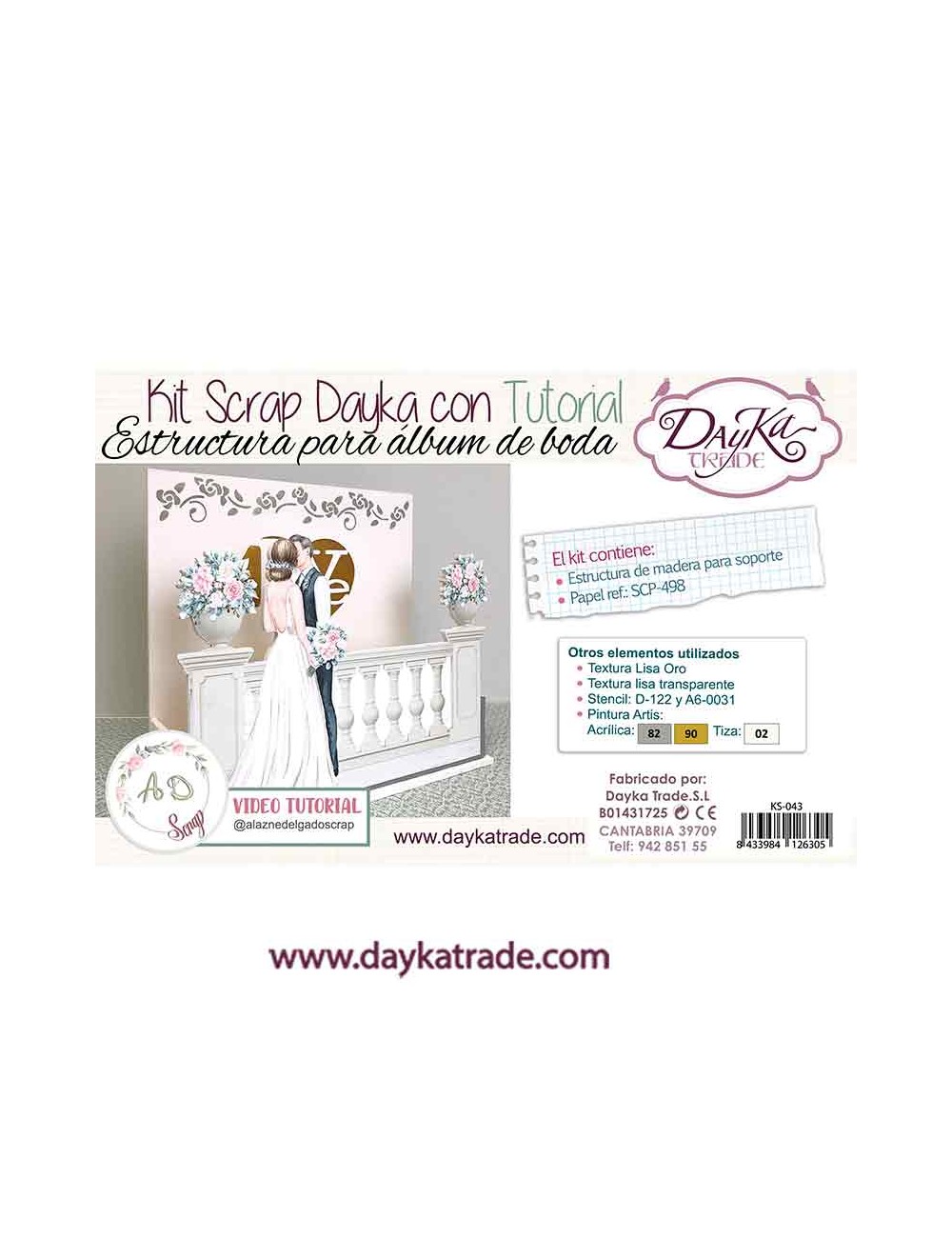 kit scrap dayka estructura de madera para álbum de boda colección "Recién Casados"