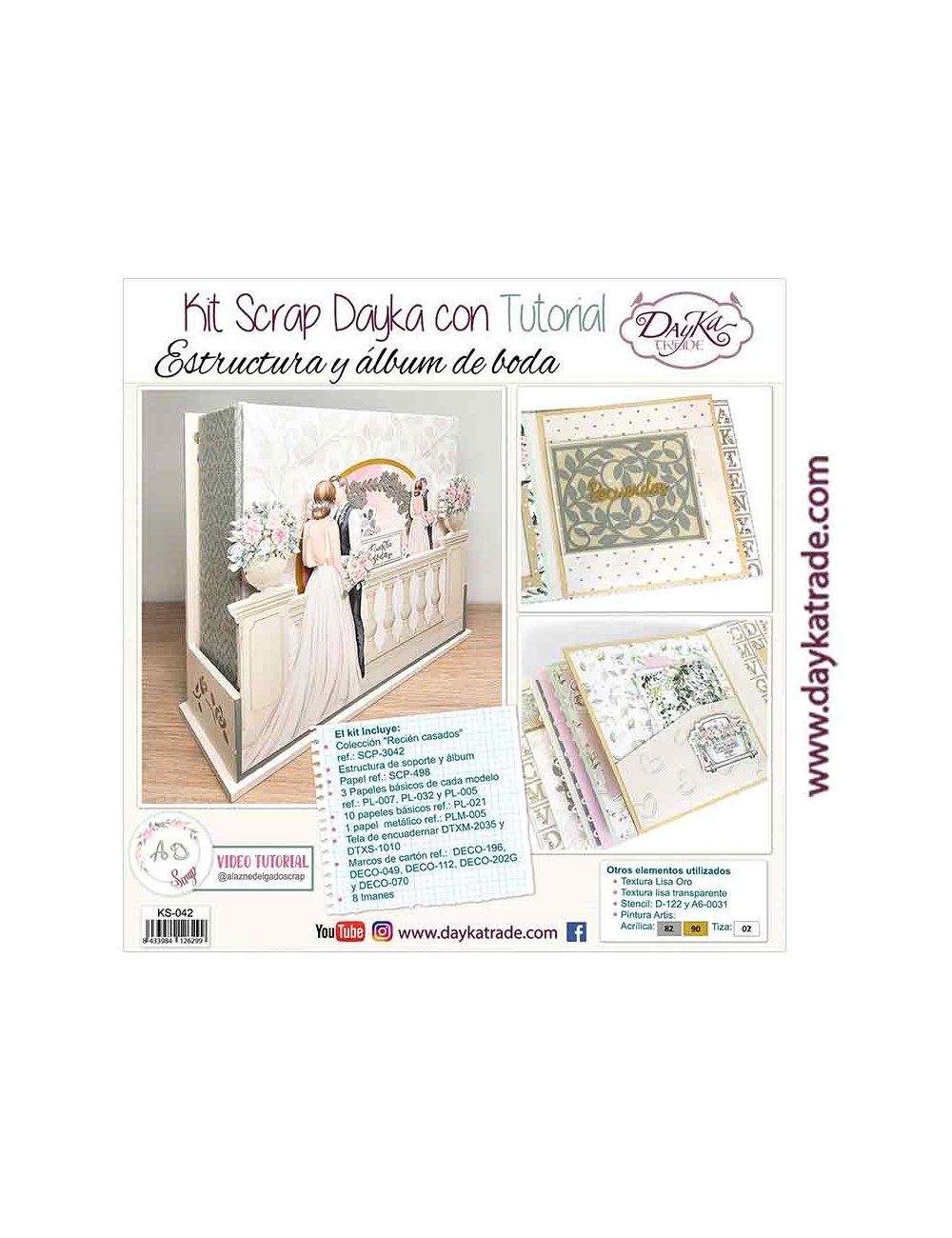 kit scrap dayka estructura y álbum de boda colección "Recién Casados"