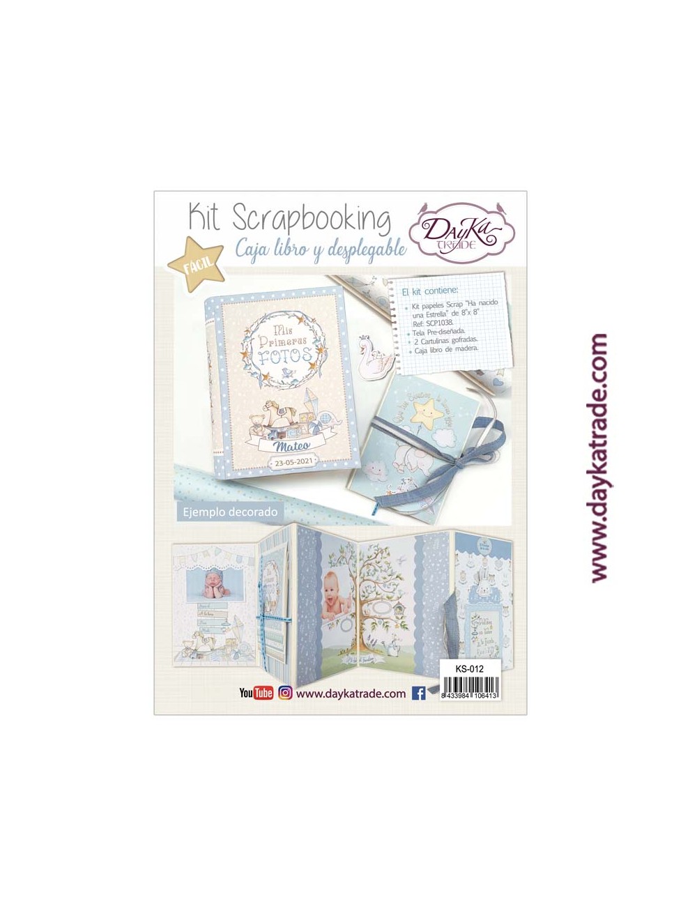 kit scrapbooking - caja libro bebé niño