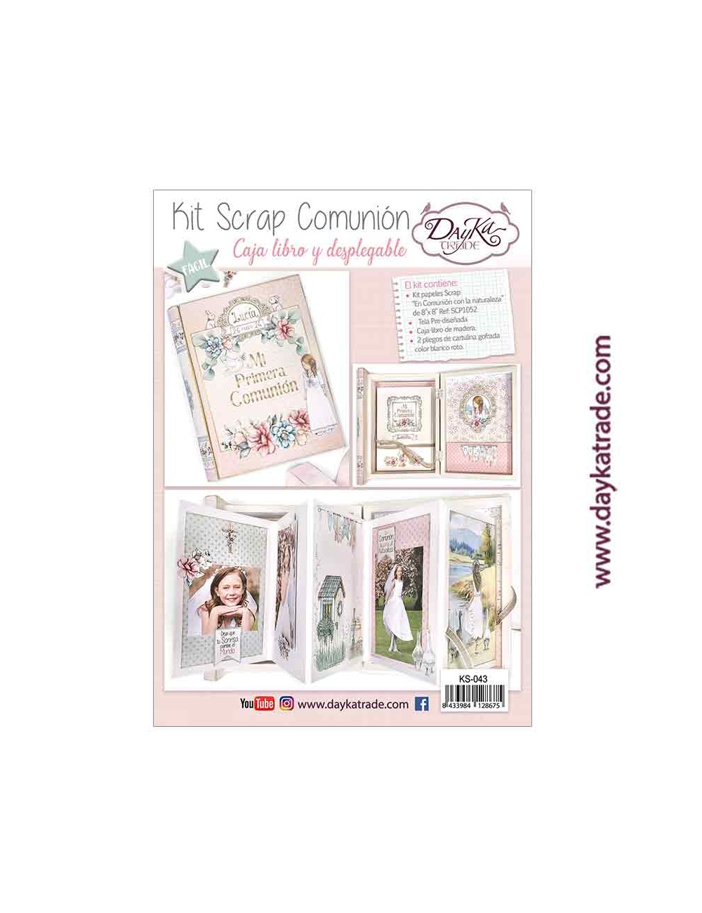 kit scrapbooking - caja libro Comunión niña - "En Comunión con la naturaleza"