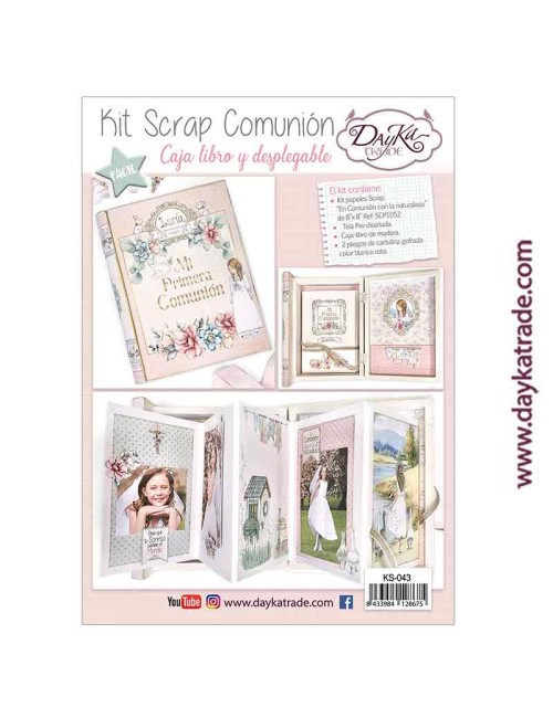 kit scrapbooking - caja libro Comunión niña - "En Comunión con la naturaleza"