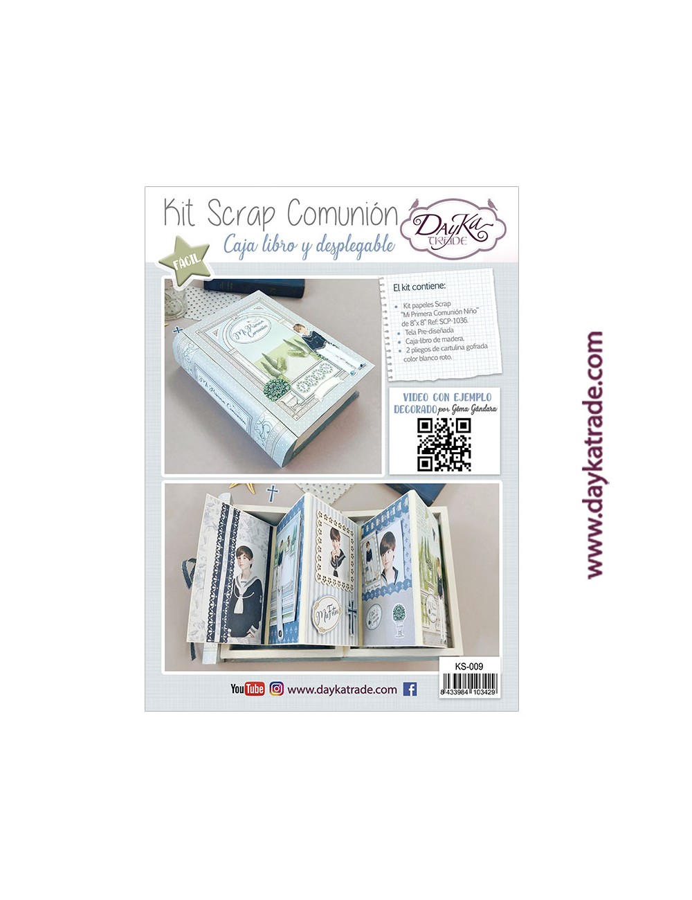 Kit scrapbooking - caja libro Comunión niño