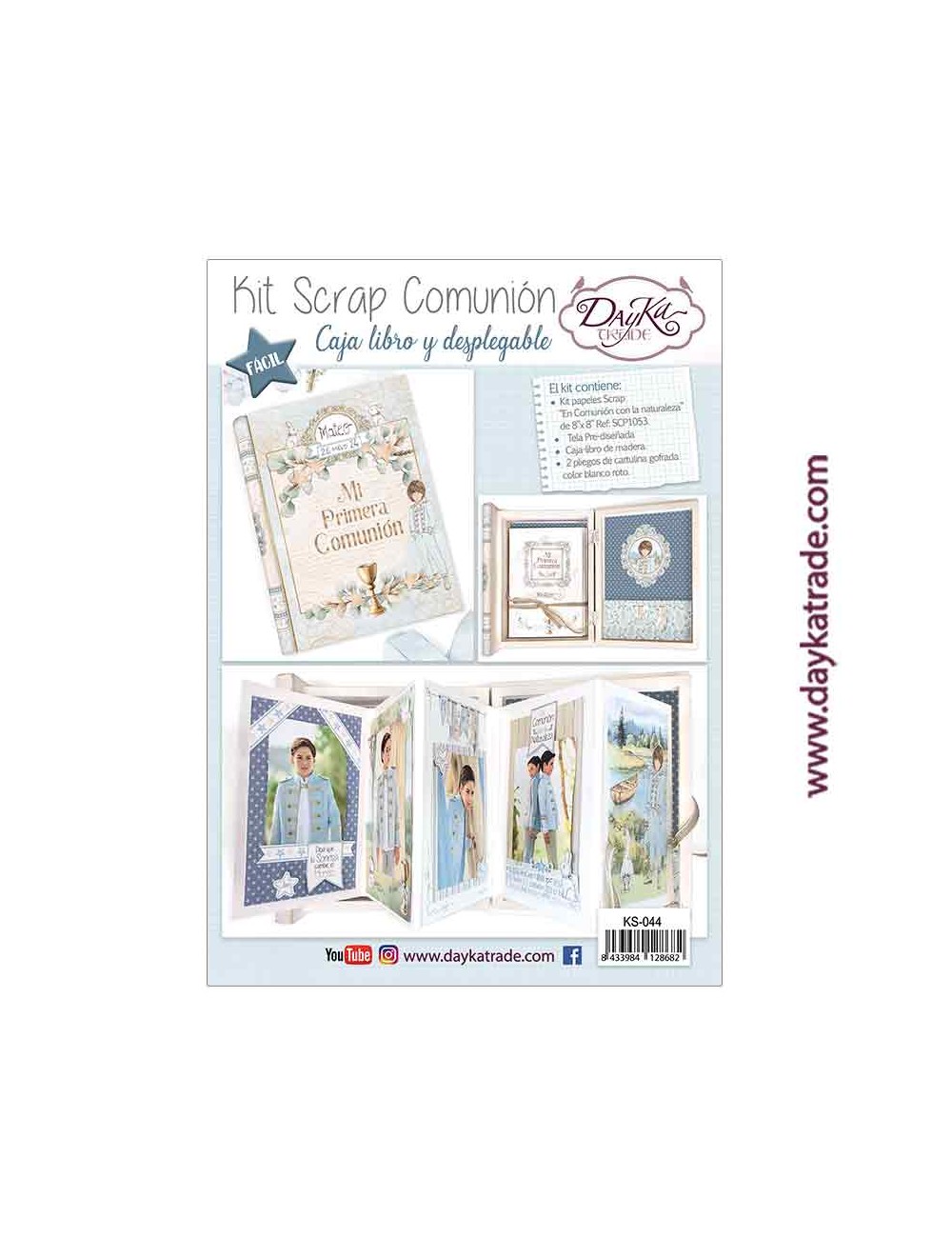 kit scrapbooking - caja libro Comunión niño  - "En Comunión con la naturaleza"
