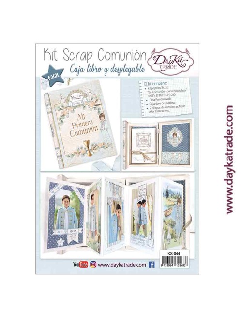 kit scrapbooking - caja libro Comunión niño  - "En Comunión con la naturaleza"