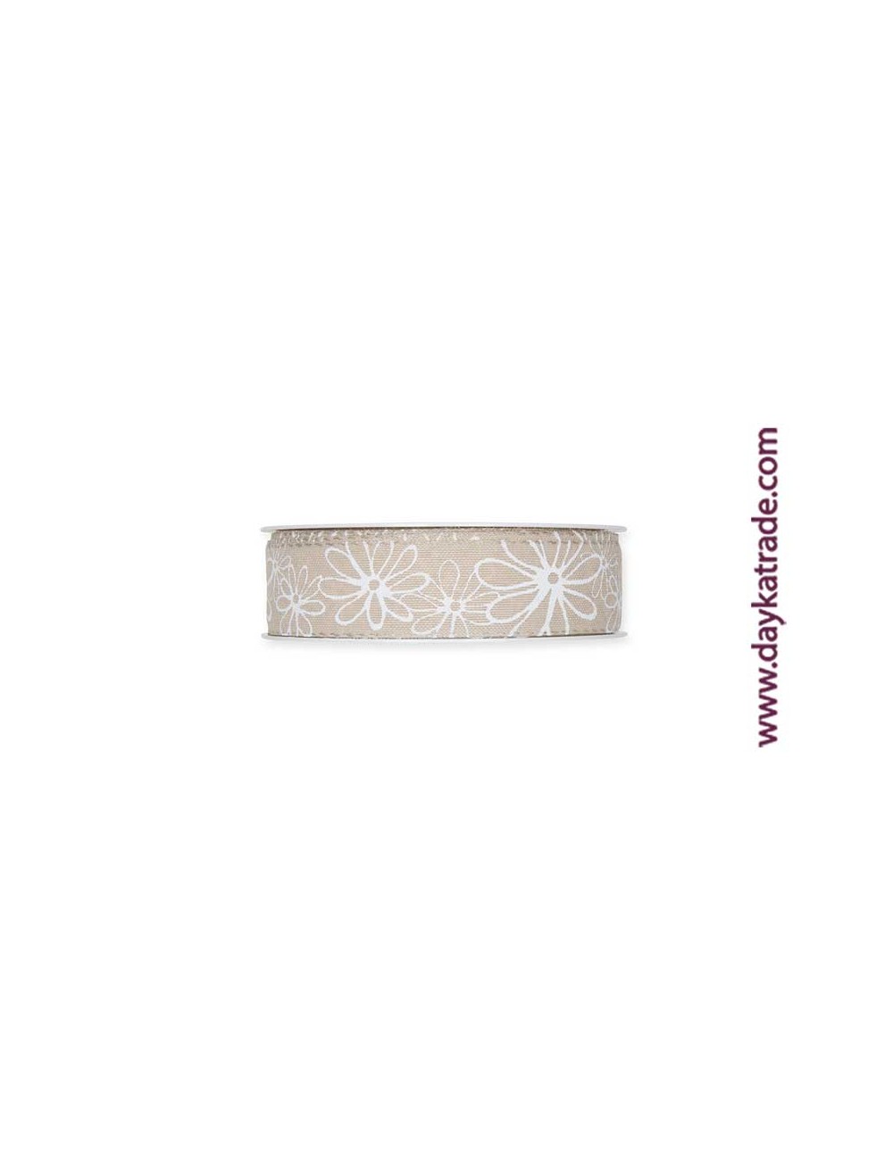 Lazo beige con margaritas blanca