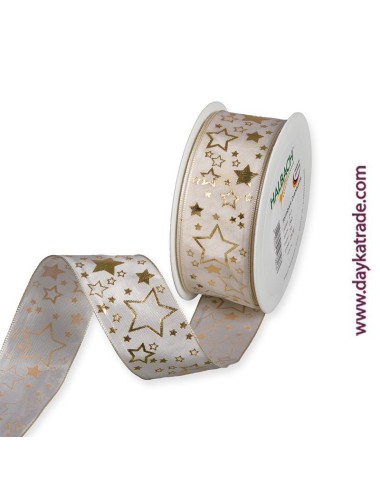 Lazo crema con estrellas doradas