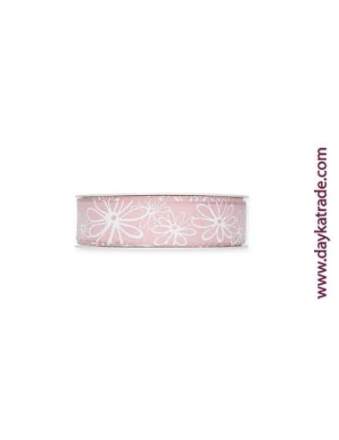 Lazo rosa con margaritas blanca