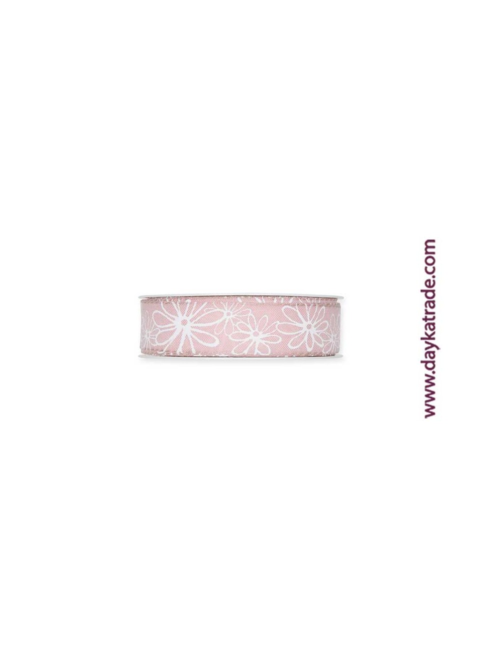 Lazo rosa con margaritas blanca