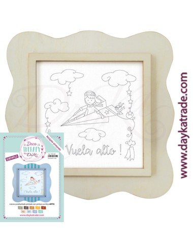 lienzo prediseñado aviador con marco (deco therapy by dayka)