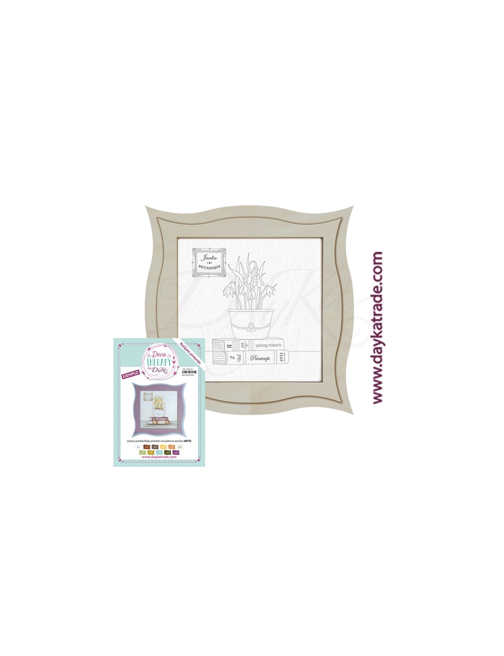 lienzo prediseñado bodegón pequeño "jardin botanique" con marco (deco therapy by dayka)