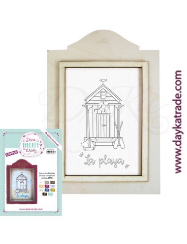 lienzo prediseñado caseta "la playa" con marco (deco therapy by dayka)