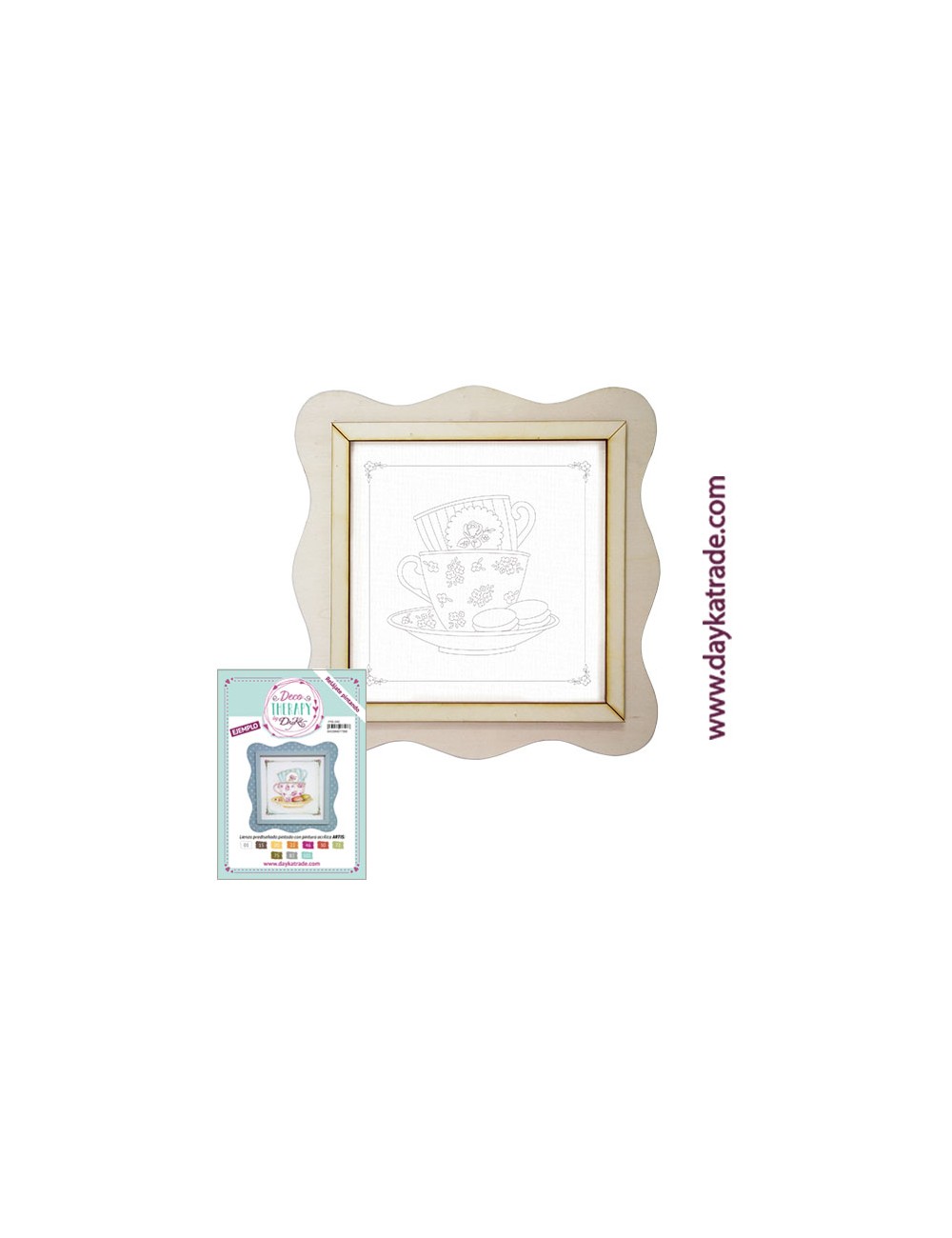 lienzo prediseñado tazas con macarons