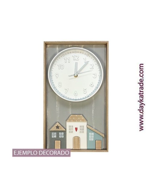 marco con reloj y casitas