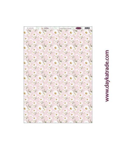 margaritas fondo rosa - tela para scrap y cartonaje? 32×70 cm - colección "Bendiciones"