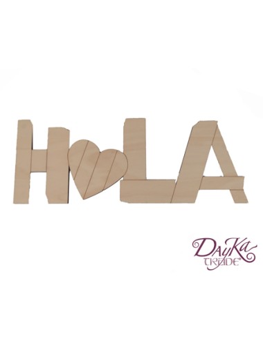 Palabra "hola" en madera