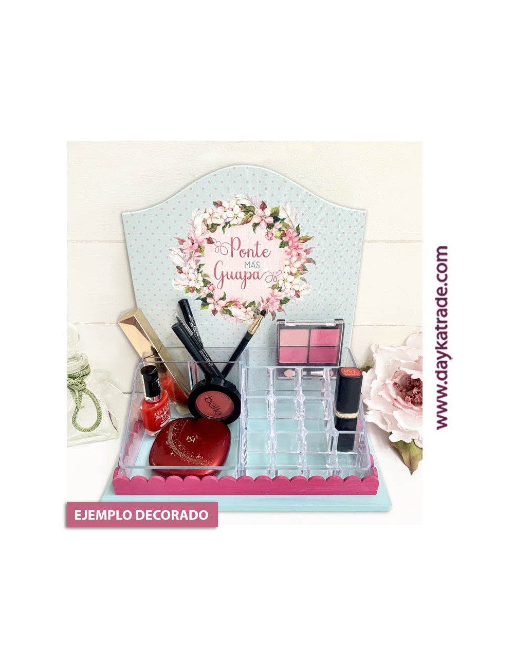 organizador de maquillaje con tela prediseñada
