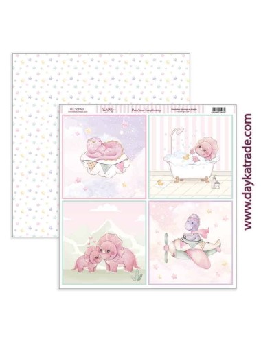 Papel scrap colección de bebé "Puro Amor rosas"