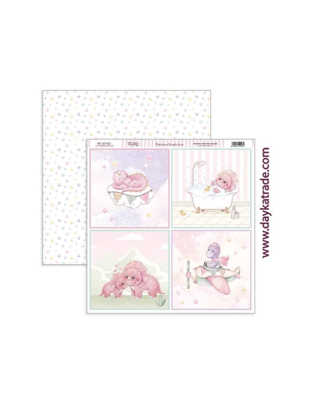 Papel scrap colección de bebé "Puro Amor rosas"