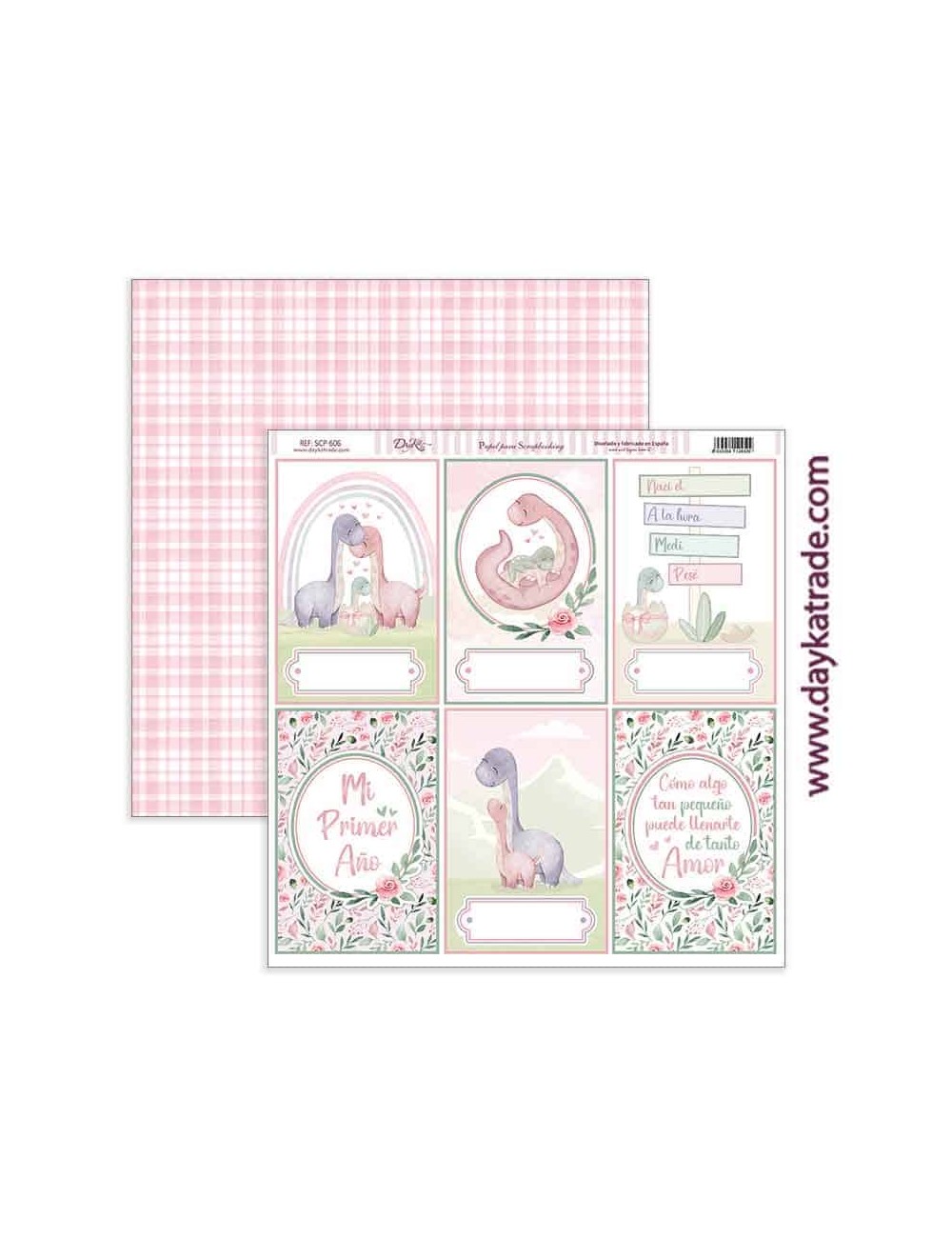 Papel scrap colección de bebé "Puro Amor rosas"