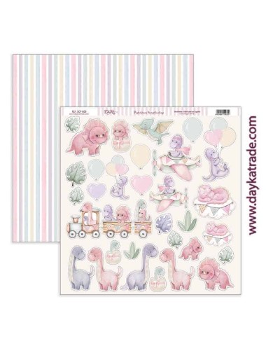 Papel scrap colección de bebé "Puro Amor rosas"
