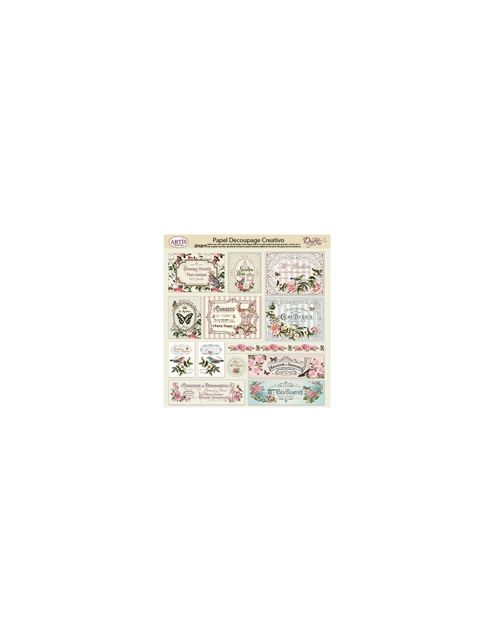 papel decoupage artis de dayka trade flores etiquetas