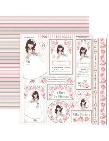 papel scrap "Comunión niña 2018 " niña bolso