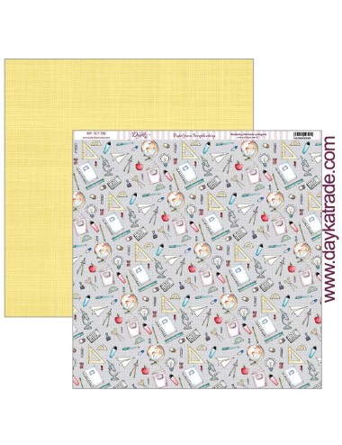 papel scrap "fondo con elementos del colegio" dayka