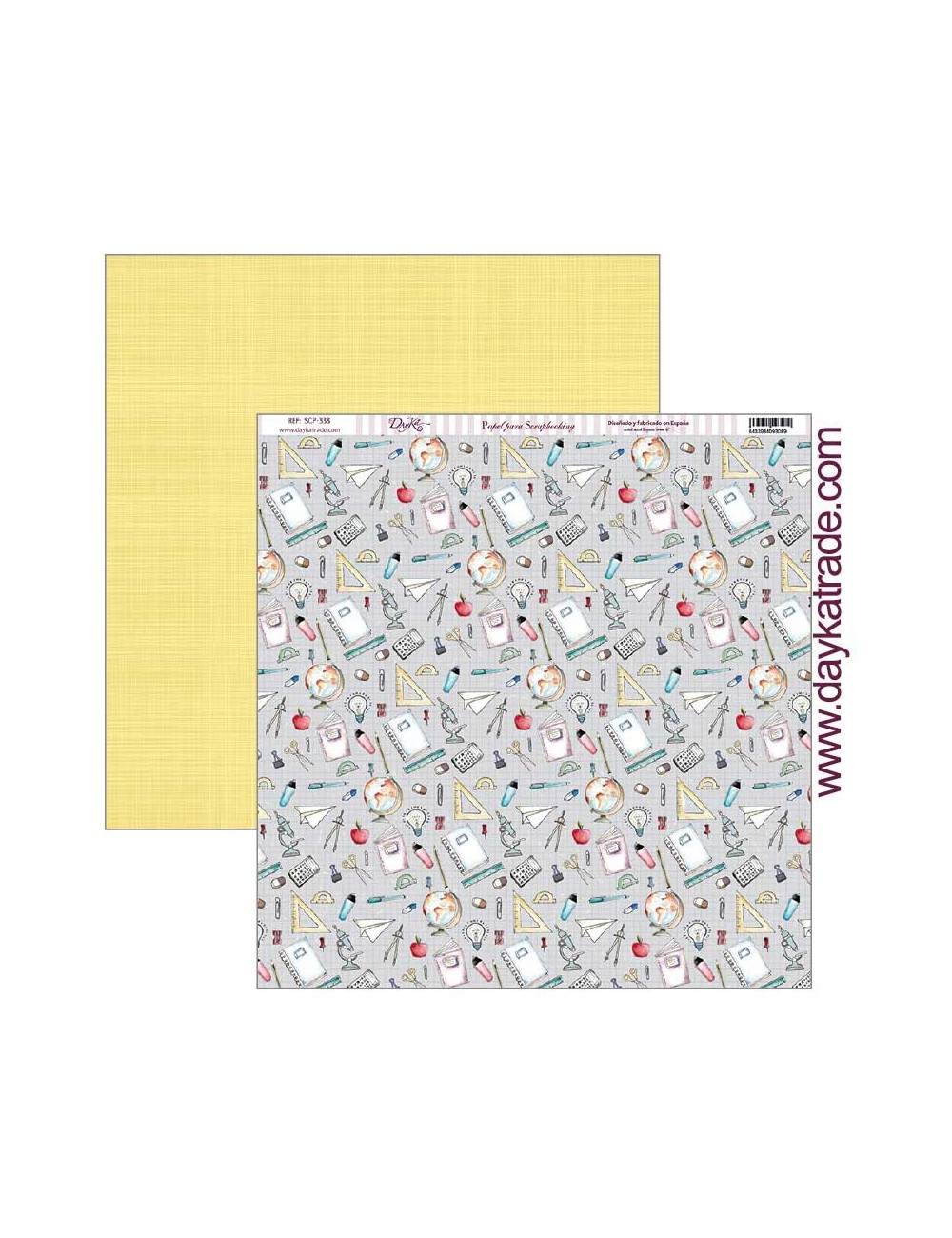 papel scrap "fondo con elementos del colegio" dayka