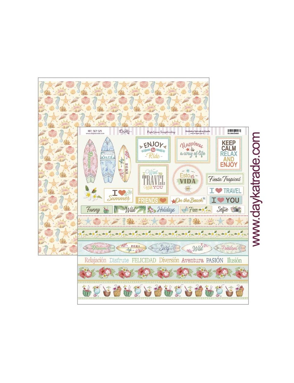 papel scrap "keep calm relax and enjoy" dayka