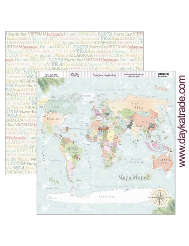 papel scrap "mapa mundi" dayka