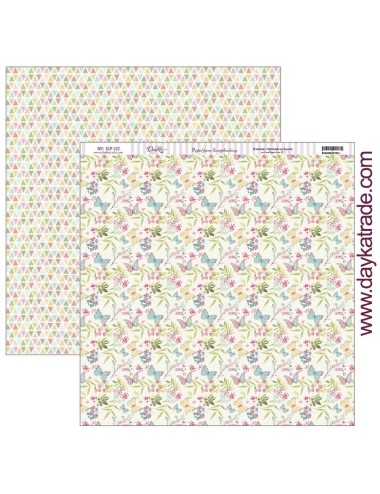 papel scrap "mariposas y flores" dayka