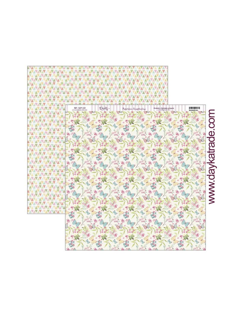 papel scrap "mariposas y flores" dayka