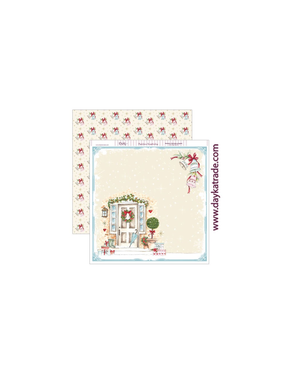 papel scrap "puerta con campanas Navidad"