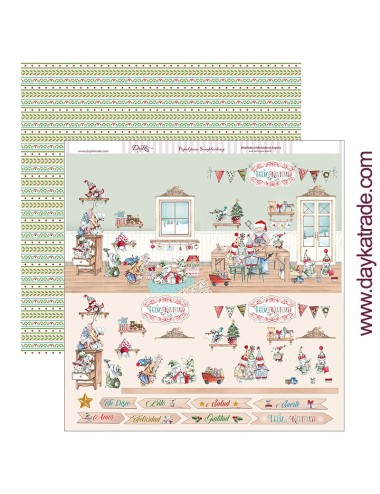 papel scrap "taller de Noel con  juguetes" dayka