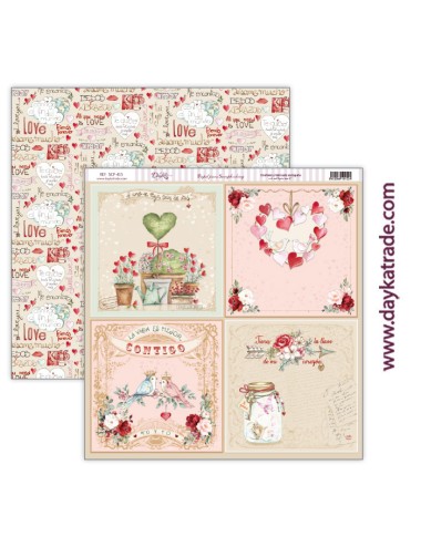 papel scrap amor y amistad - colección "Love makes us fly"