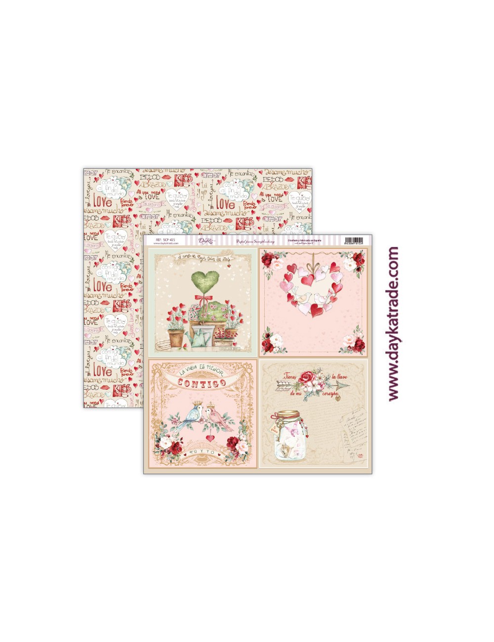 papel scrap amor y amistad - colección "Love makes us fly"