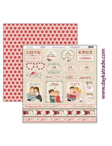 papel scrap amor y amistad - colección "Love makes us fly"