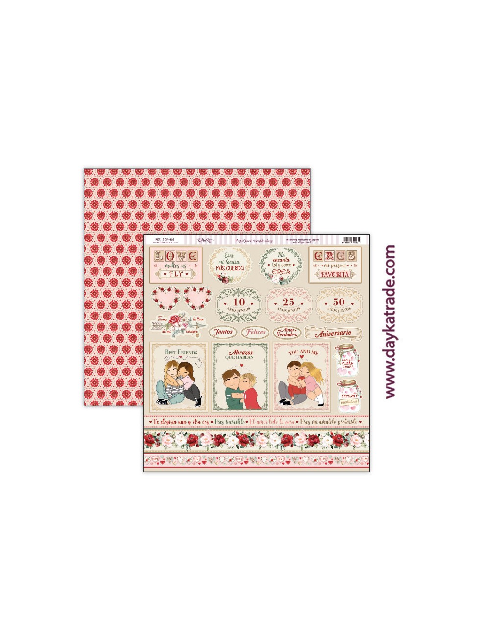 papel scrap amor y amistad - colección "Love makes us fly"