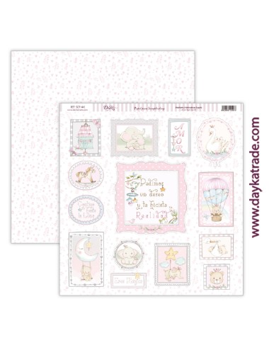 papel scrap bebé niña - colección "Ha nacido una estrella"