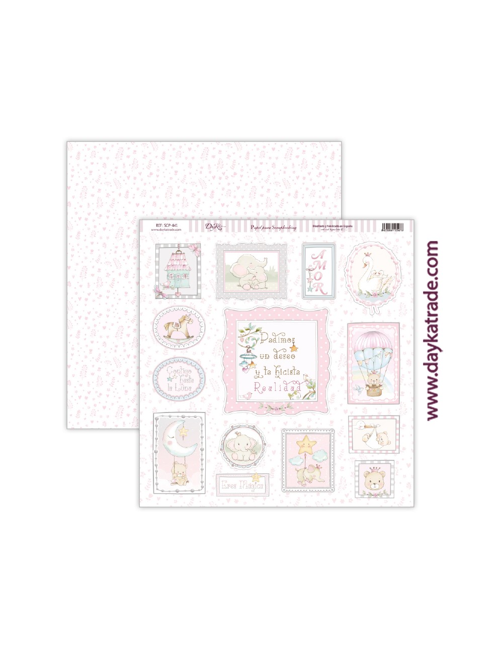 papel scrap bebé niña - colección "Ha nacido una estrella"