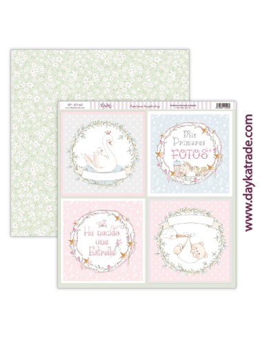 papel scrap bebé niña - colección "Ha nacido una estrella"