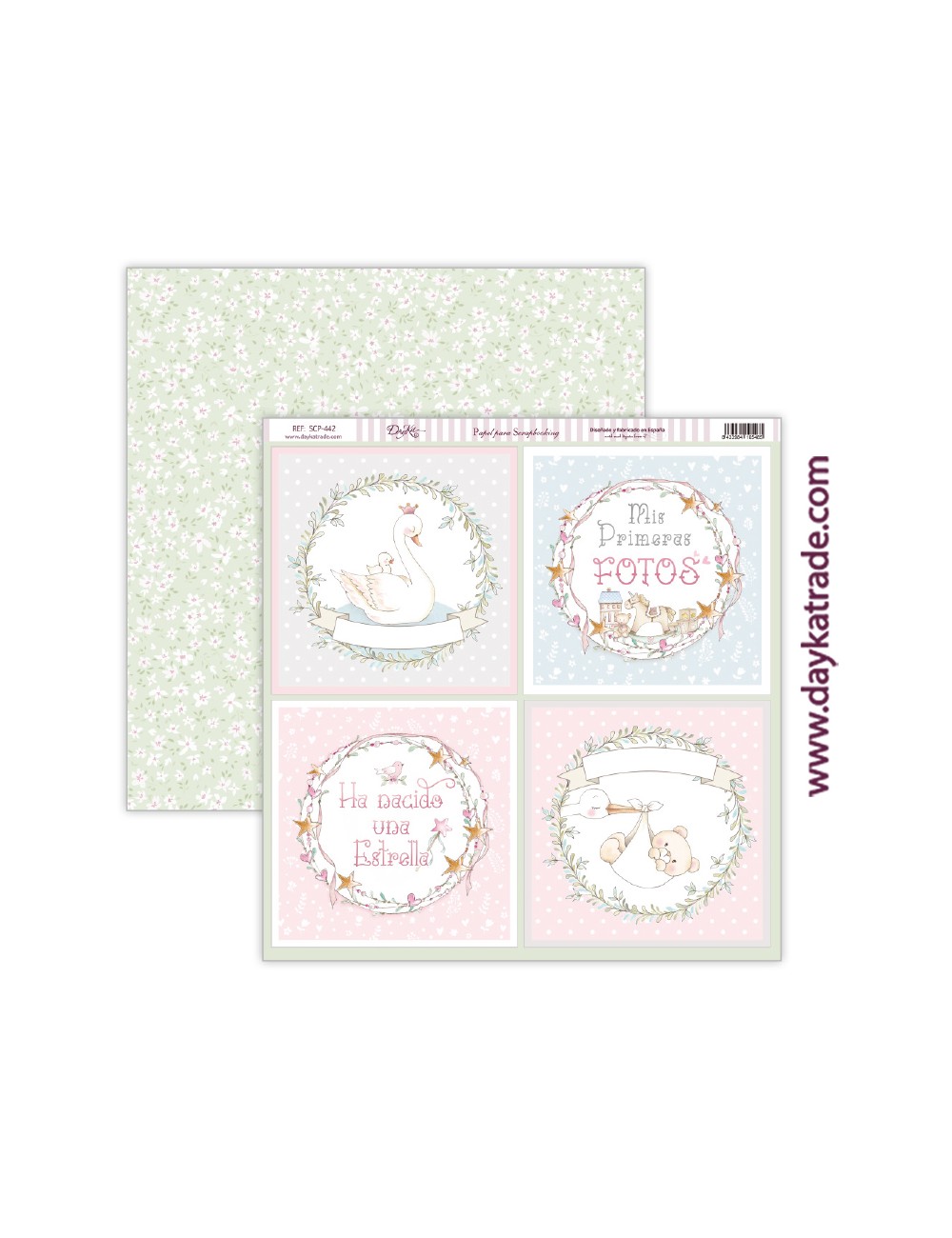 papel scrap bebé niña - colección "Ha nacido una estrella"