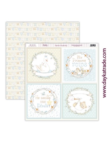 papel scrap bebé niña - colección "Ha nacido una estrella"